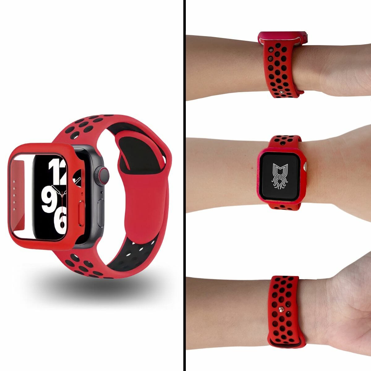 Correa estilo sport con case protector de cristal - Rojo/Negro - Image 2