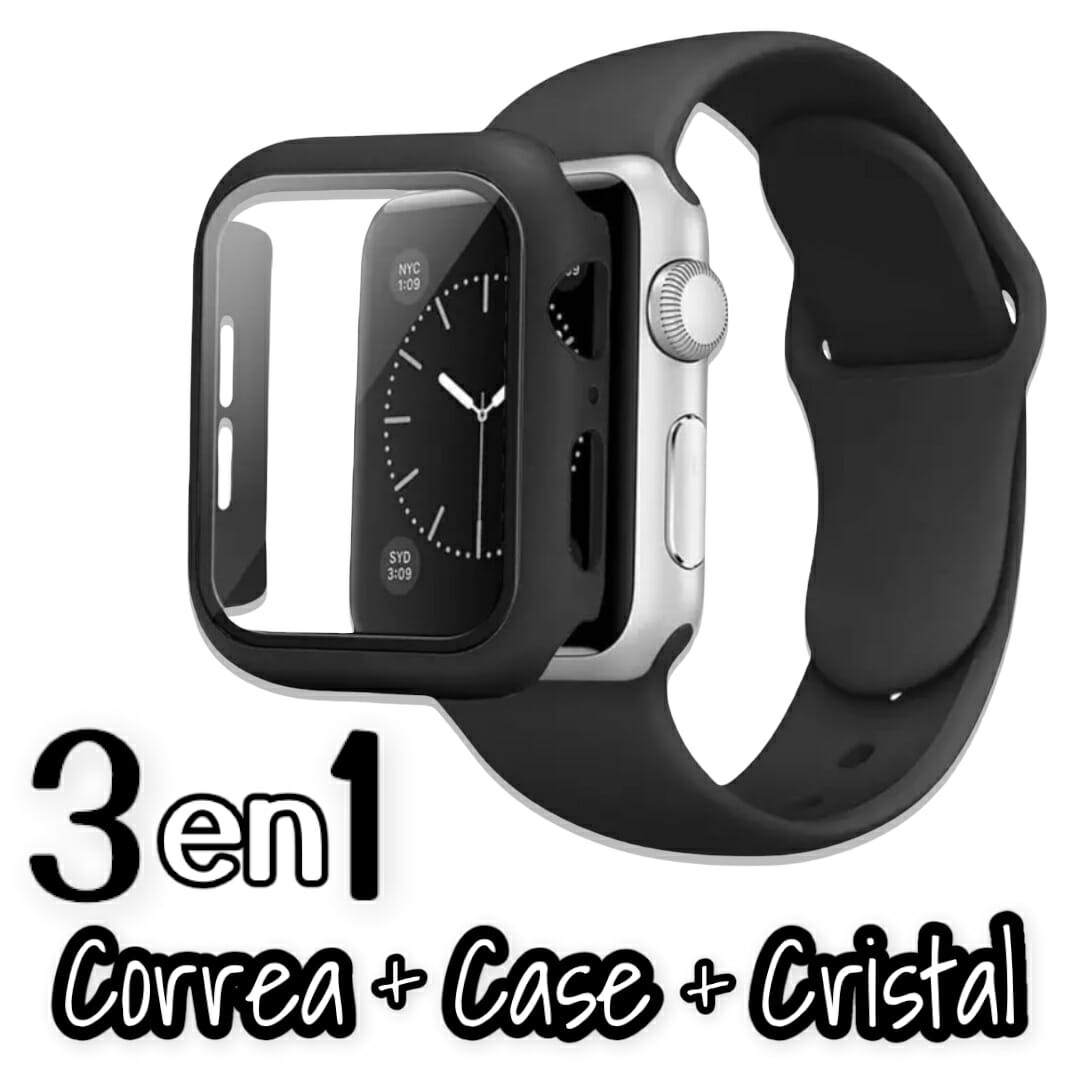 Correa deportiva de Silicón con case protector de Cristal - Negro S/M - Image 7