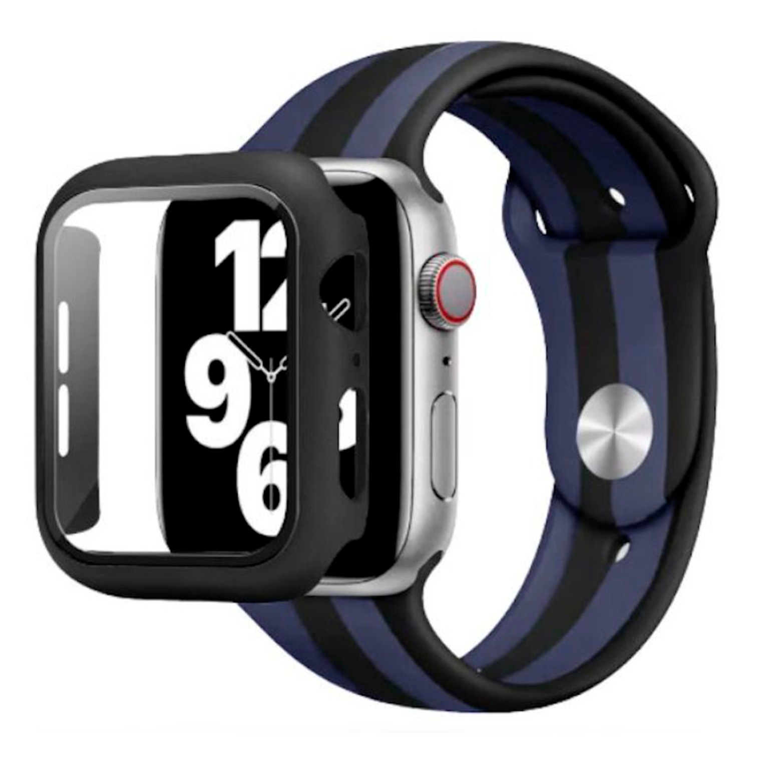 Correa full color de silicón con case protector de cristal – Medianoche