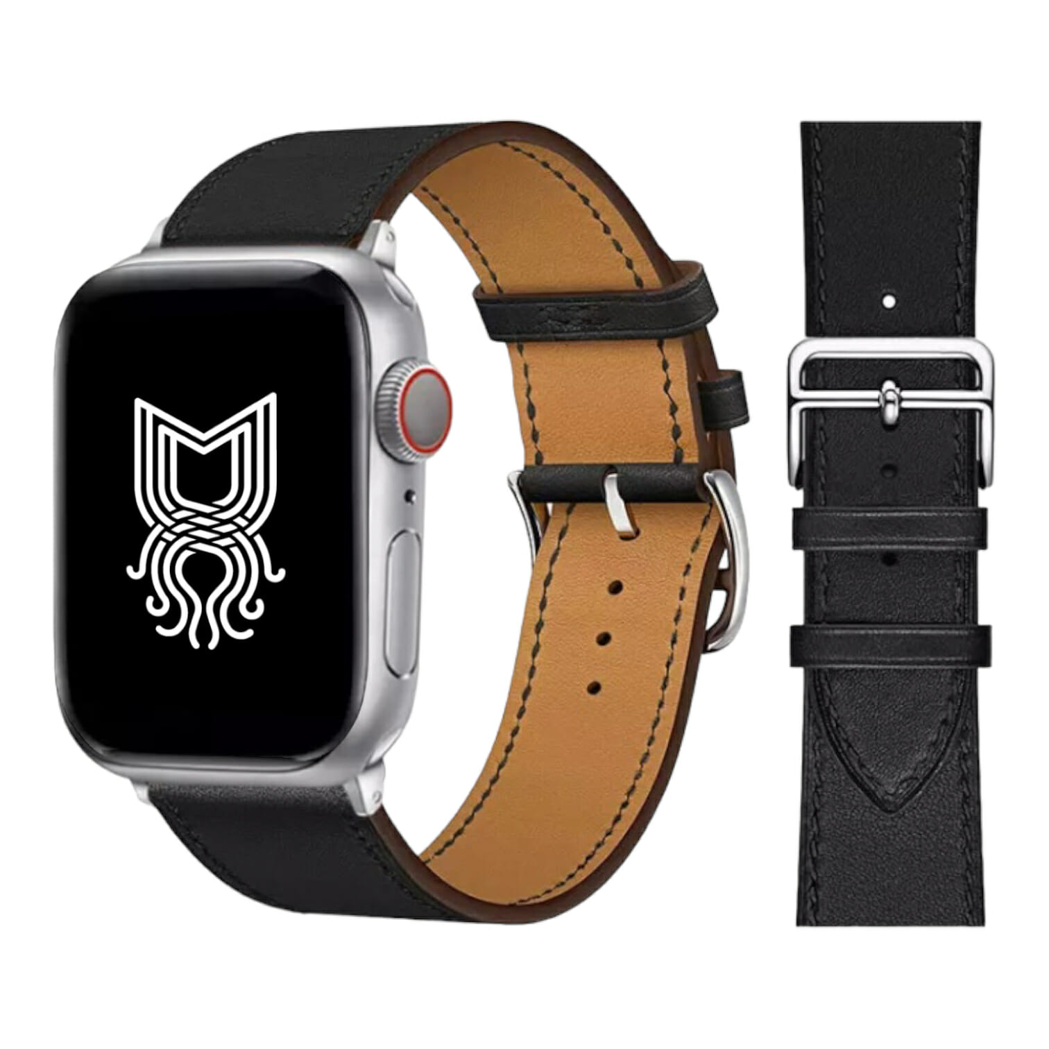 Correa estilo piel – Negro Hebilla Plateada