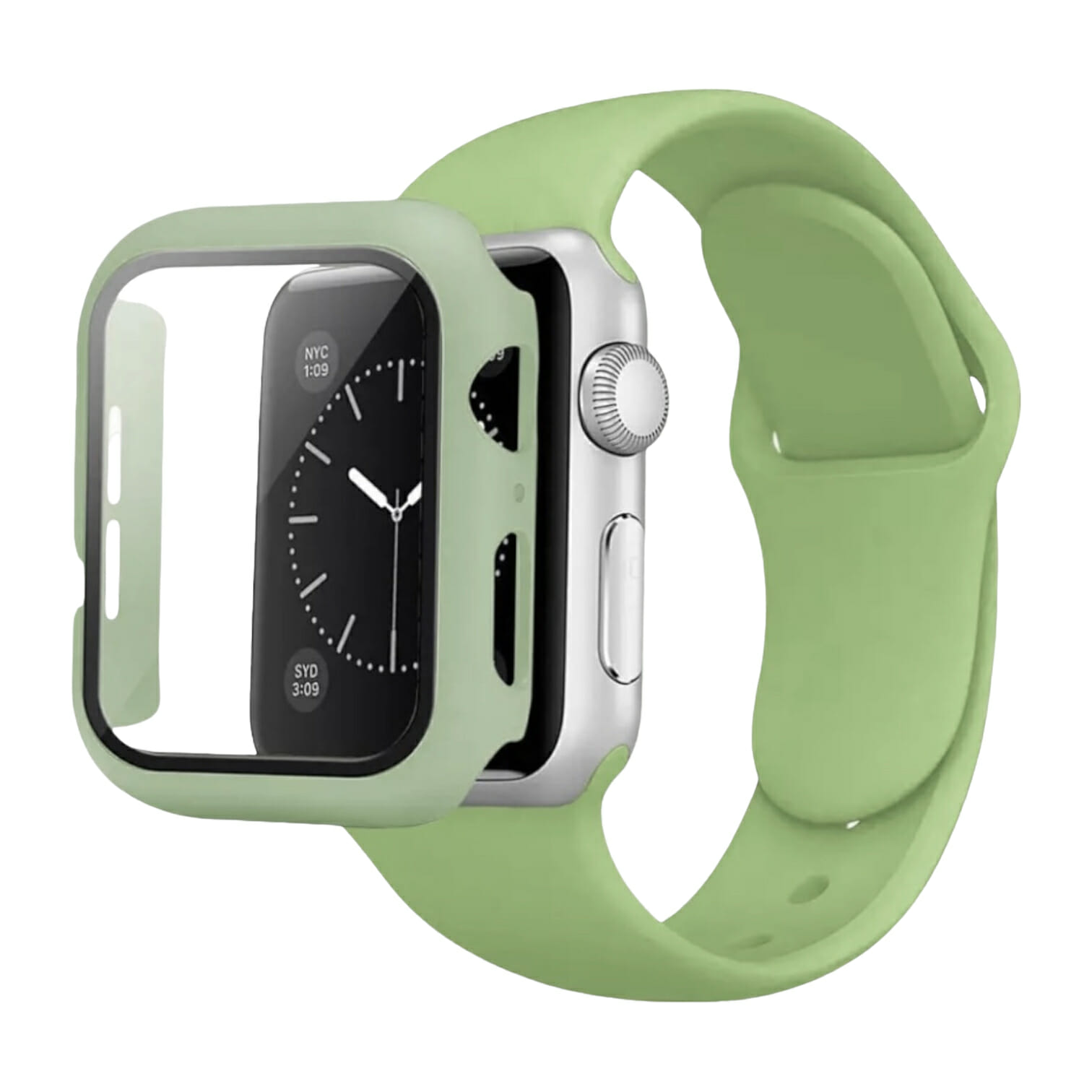 Correa deportiva de Silicón con case protector de Cristal – Menta