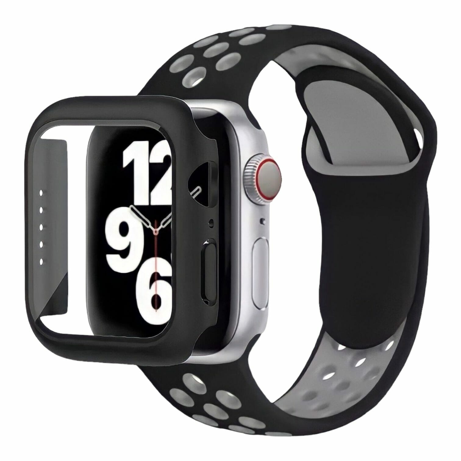 Correa estilo sport con case protector de cristal – Negro/Gris