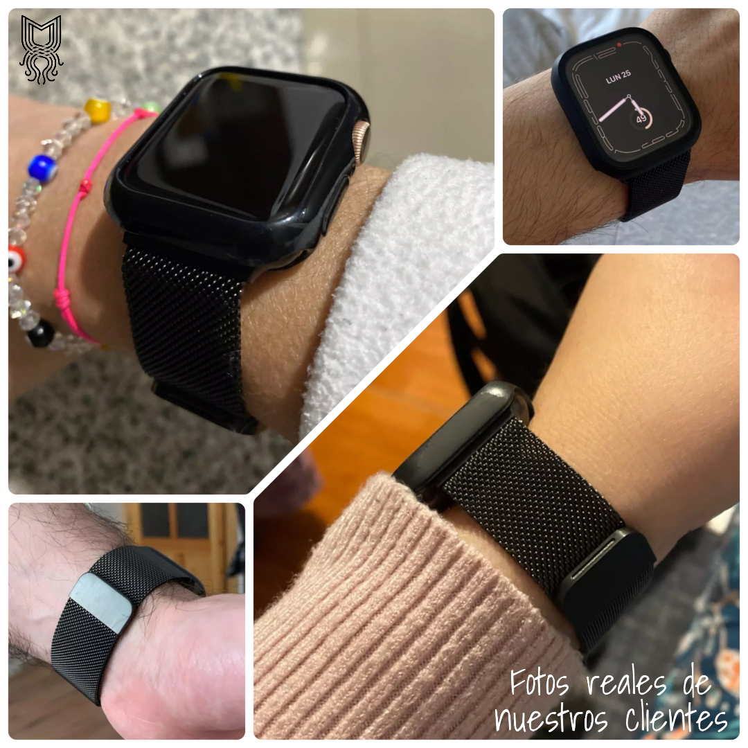 Correa Metálica estilo Milanese con Case Lateral- Negro - Imagen 5